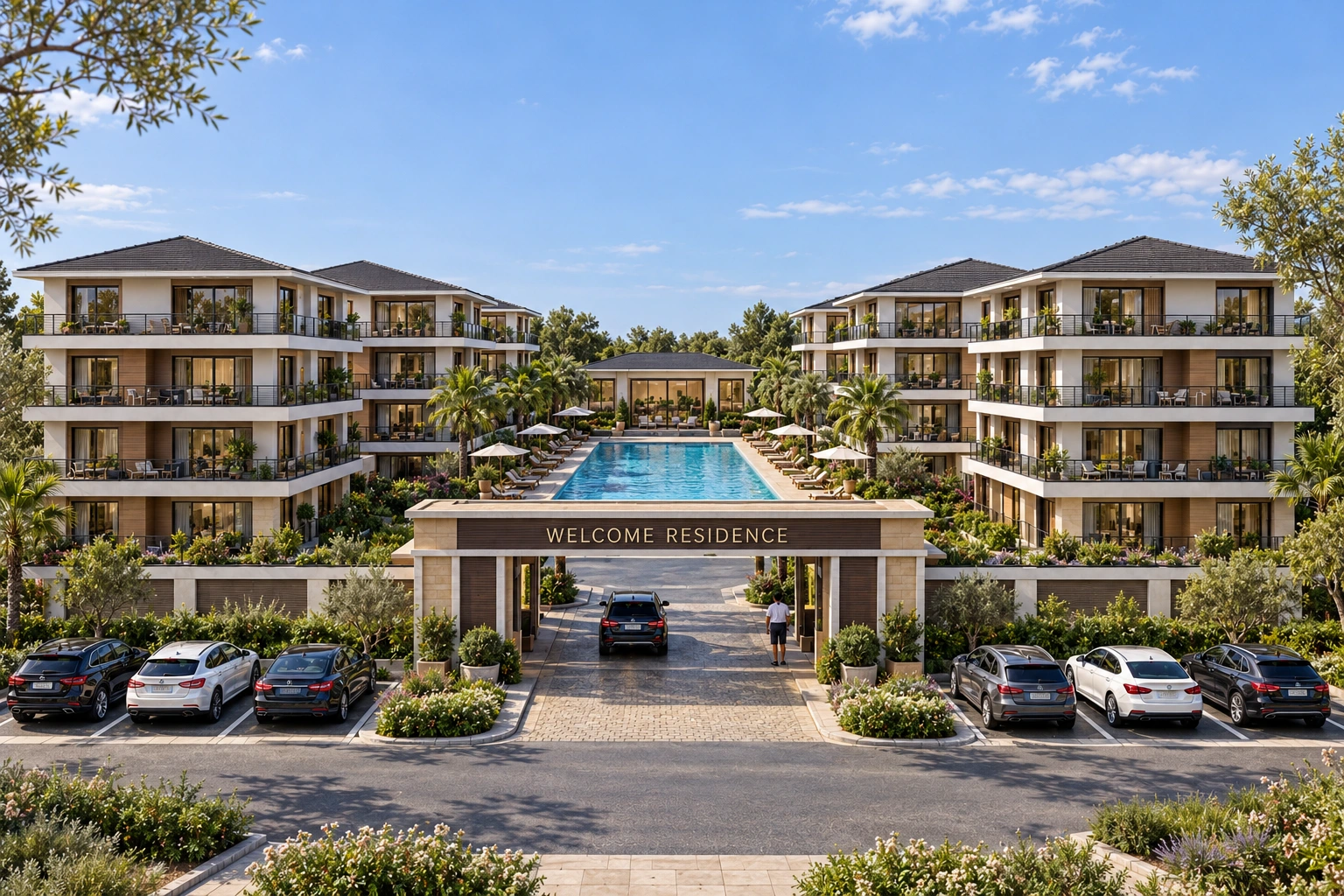 Second development partnership concept showing a residential compound around a shared pool